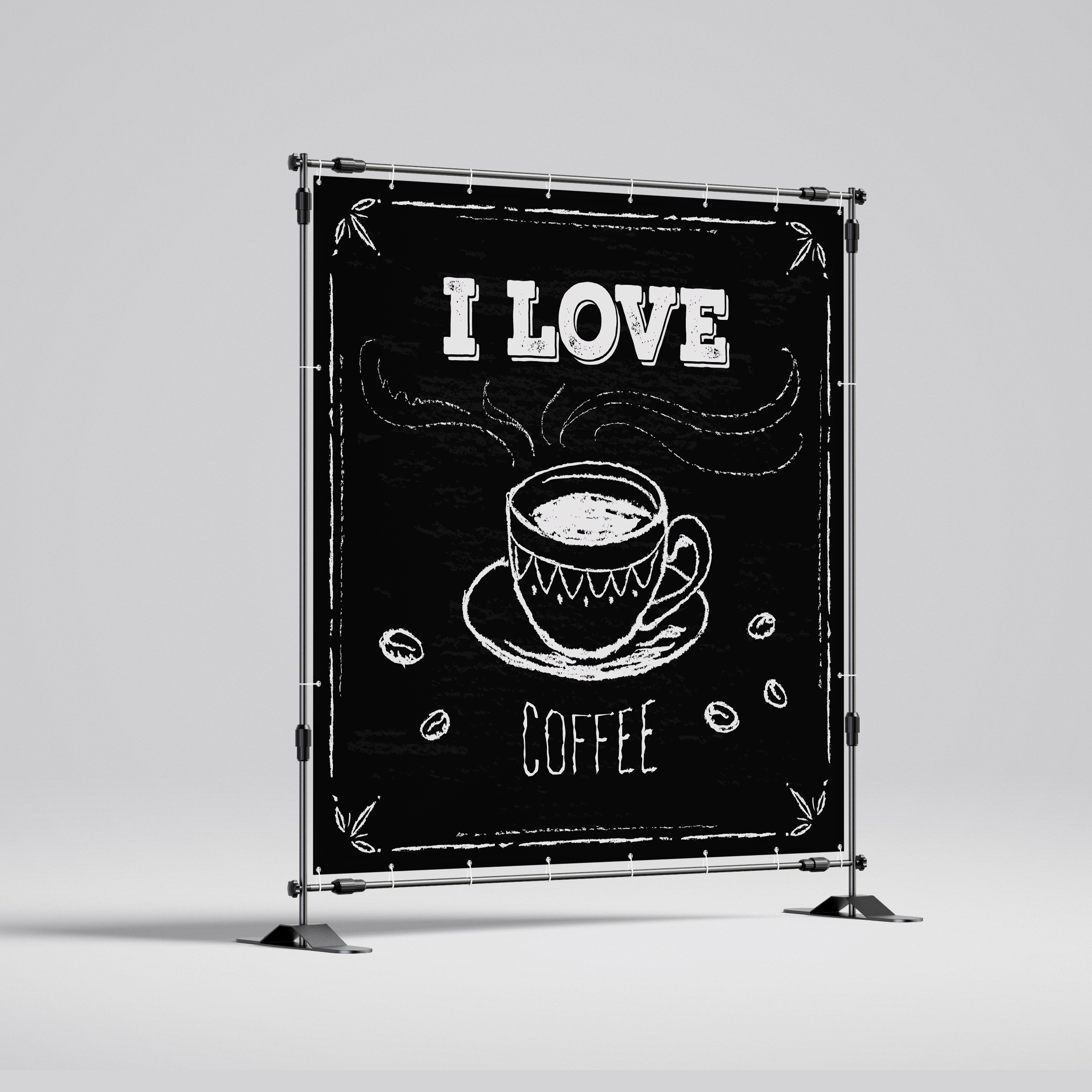 Рекламная вывеска-баннер "I love coffee" 120х120 см — изображение 2