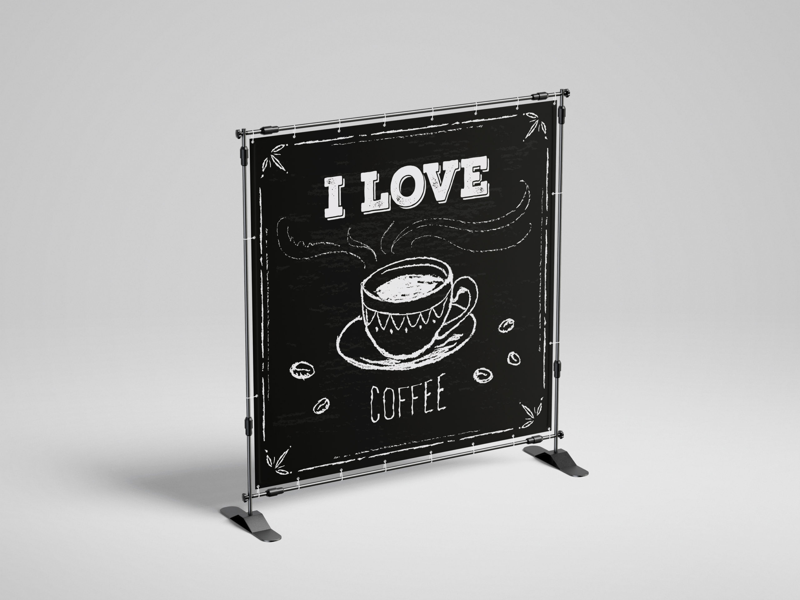 Рекламная вывеска-баннер "I love coffee" 120х120 см — изображение 7