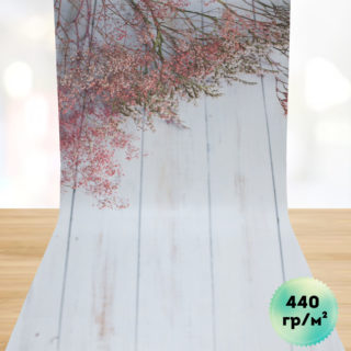 Фотофон с "Вереск и светлые доски" на люверсах для предметной съёмки 50х100 см