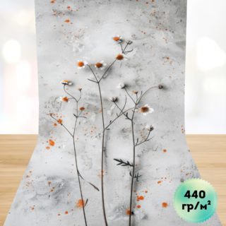 Фотофон с "Ромашки на цементном фоне" на люверсах для предметной съёмки 50х100 см