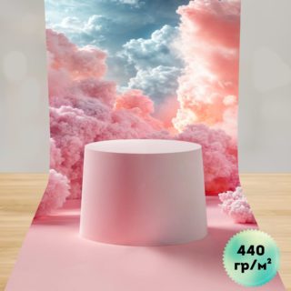 Фотофон с "3D абстракция на фоне розовых облаков" на люверсах для предметной съёмки 50х100 см